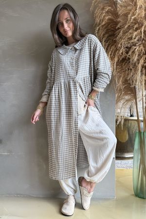 Annie Gingham Peter Pan Frock Coat Mocha